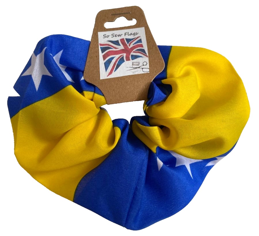 Bosnia Bosnian Flag Hair Scrunchie Scrunchies Accessory Band Elastic