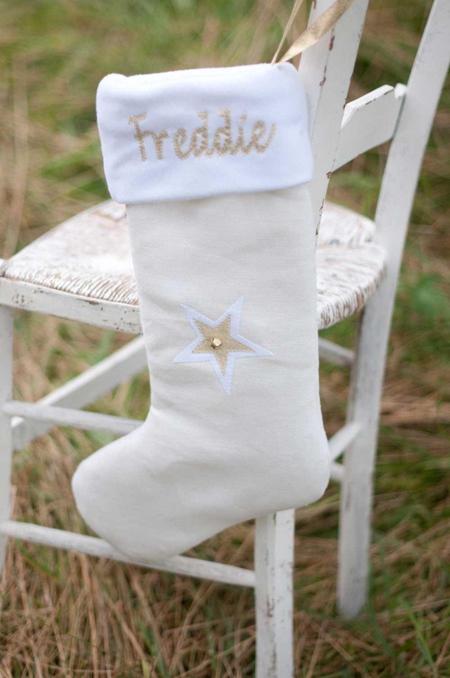 Christmas Stocking - Linen , Personalised and Handmade to order