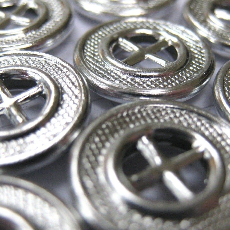 10 Small Silver Wheel Buttons