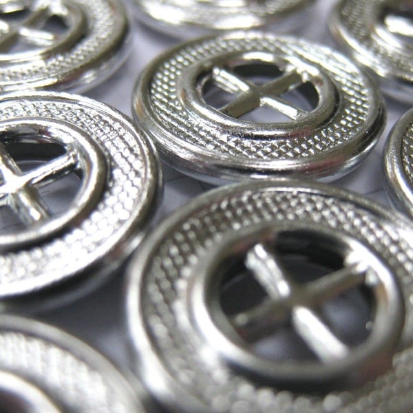 10 Small Silver Wheel Buttons