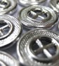 10 Small Silver Wheel Buttons - Image 1