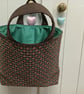 Small brown tote bag with sashiko embroidery detail  - Image 3