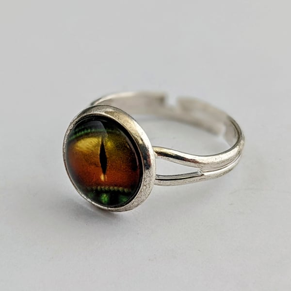 Lizard eye ring - green orange yellow