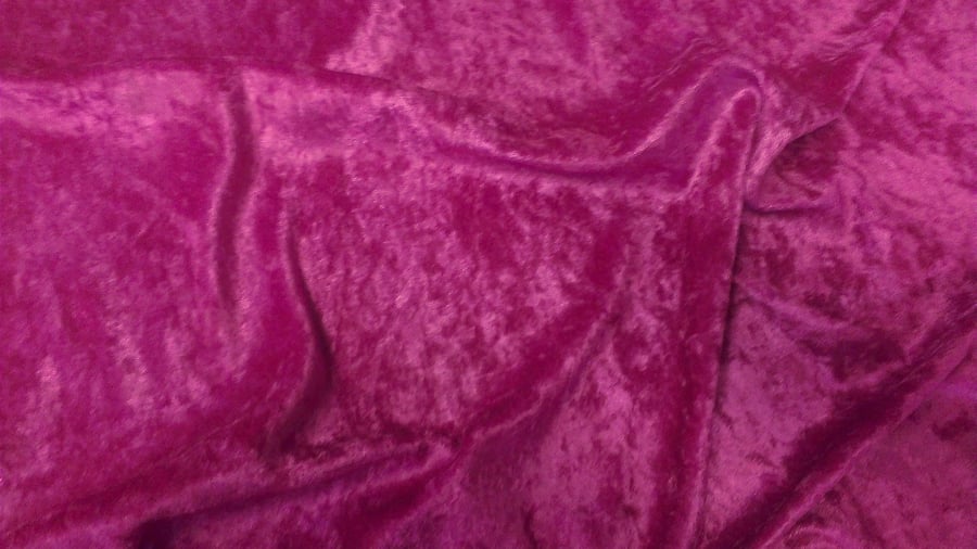 crushed velvet fabric material soft stretch cerise bright hot pink 1 metre 