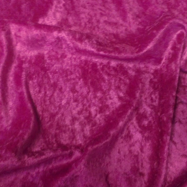 crushed velvet fabric material soft stretch cerise bright hot pink 1 metre 