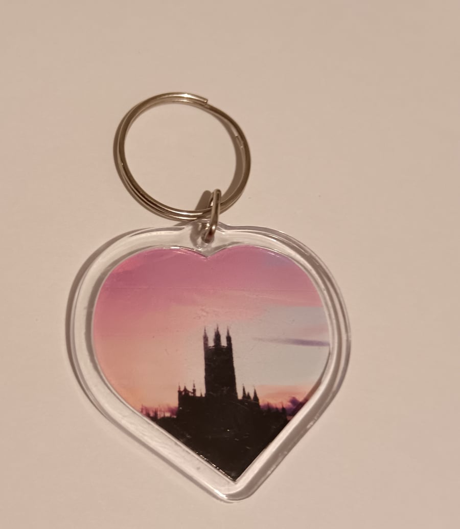 Gloucester Cathedral Photography Heart Shaped Keyring 