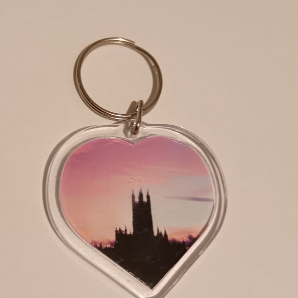 Gloucester Cathedral Photography Heart Shaped Keyring 