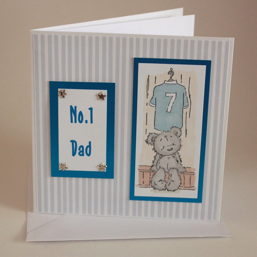 Blue Football Ted Father's Day card