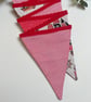 Handmade Fabric Bunting 9 Flags in a Red Pirate Design - Image 2