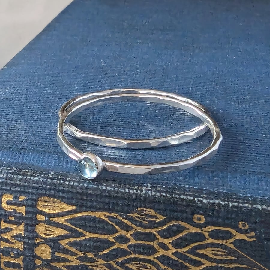 Recycled HANDMADE Sterling Silver Topaz Ring