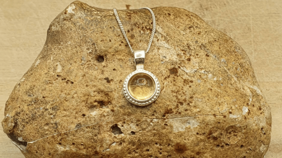 Tiny citrine pendant necklace