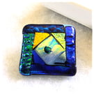 Dichroic L013 Luxury Fused Glass Patchwork Brooch Handmade 