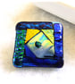 Dichroic L013 Luxury Fused Glass Patchwork Brooch Handmade 