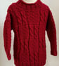 Hand Knitted Childs Aran Weight Wool Blend Jumper to Fit Age 2 - 3 years