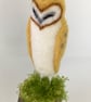 Needle Felted Barn Owl, Ornament, on Wooden Mount - Image 2