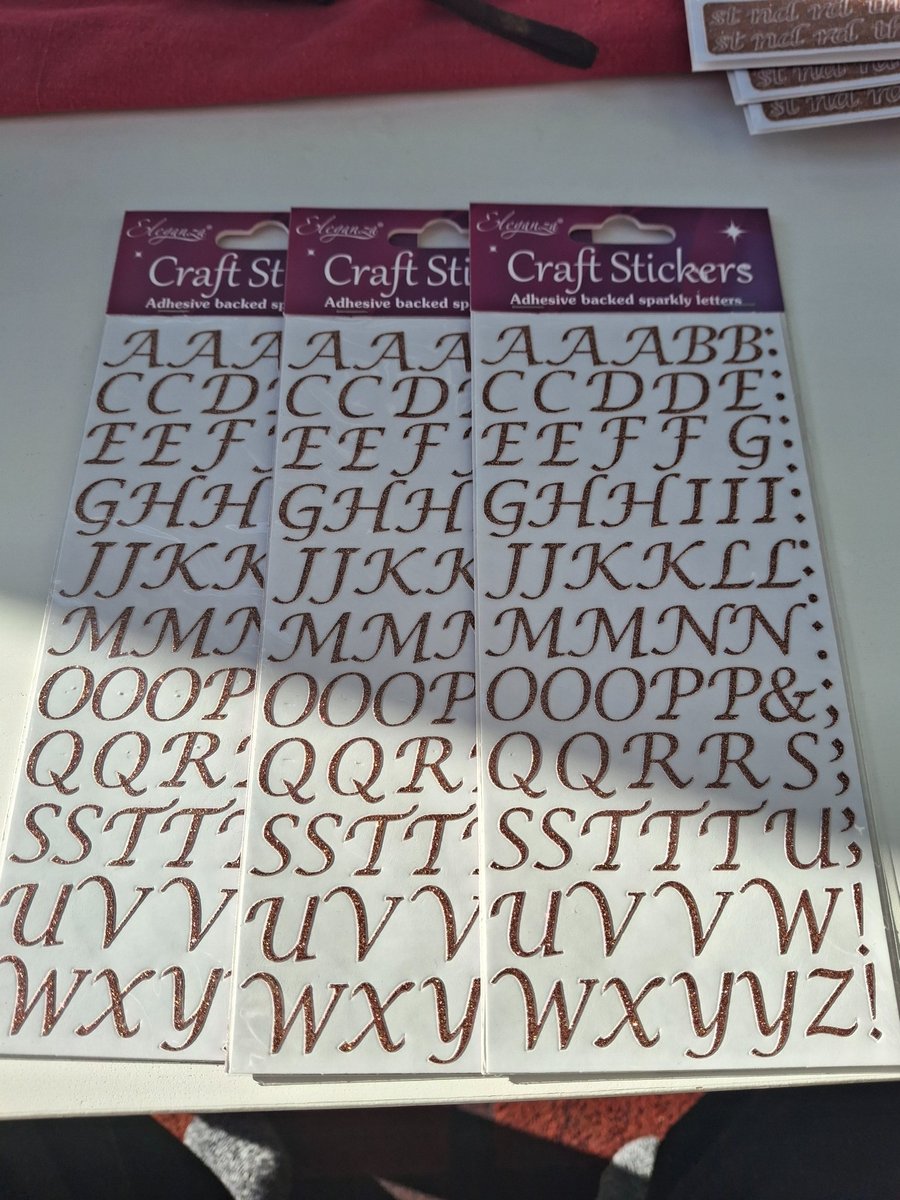 3 Packs Eleganza Craft Stickers Stylised Alphabet Set Rose Gold
