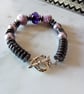 SALE - HALF PRICE - PURPLE SUGAR LAMPWORK BRACELET - FREE UK SHIPPING  - Image 2