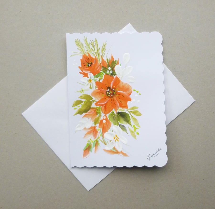 hand painted original art blank greetings card ... - Folksy