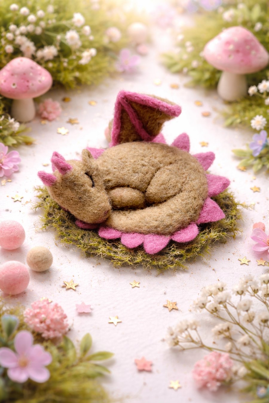 needle felted sleeping dragon 