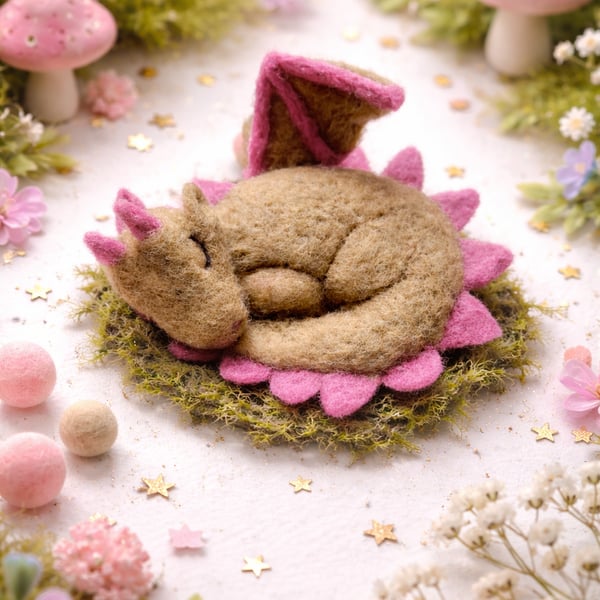 needle felted sleeping dragon 