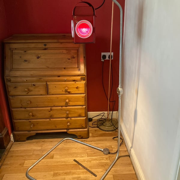 Road Works Floor Lamp, made from Vintage Warning Lamp