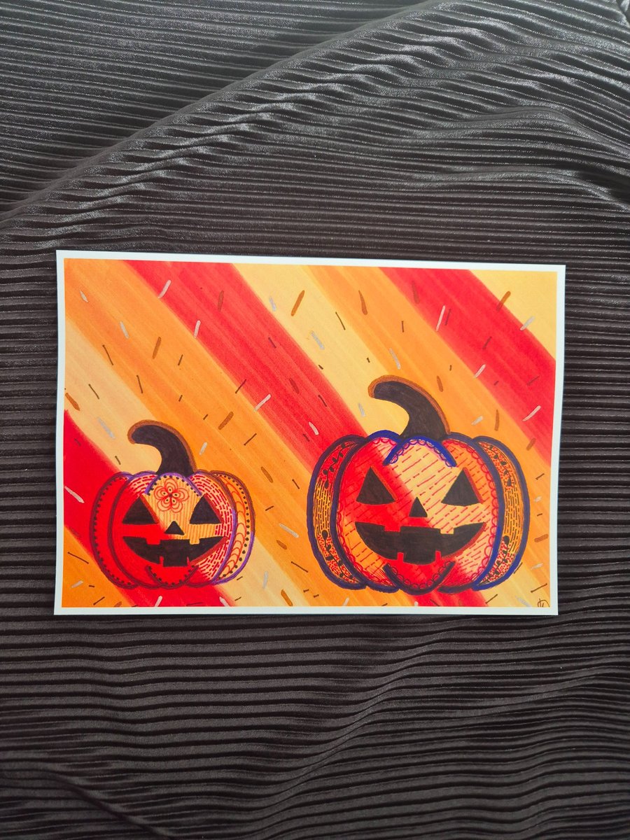 A5 Halloween Print - Unframed Doodle Pumpkin Spice