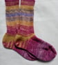 Hand-cranked Knitted Ribbed Wool Socks Size 4 to 5 - Image 2