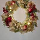Red and gold Christmas wreath 