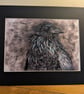 Windswept Raven, an A4 or A3 signed print of an original drawing.