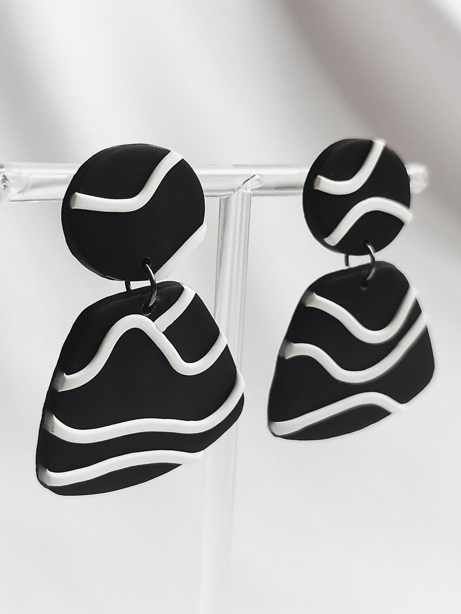 Joy Division inspired earrings, Unknown Pleasures album cover design, minimal