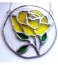 Rose Ring Suncatcher Stained Glass Yellow Handmade Gift Flower - Image 1