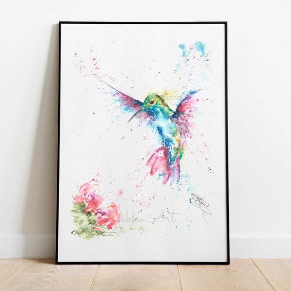 Hummingbird Jewels. Fine Art Giclee Print of an original Hummingbird Watercolour