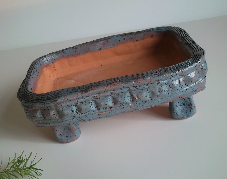 Slate blue dappled Bonsai Pot