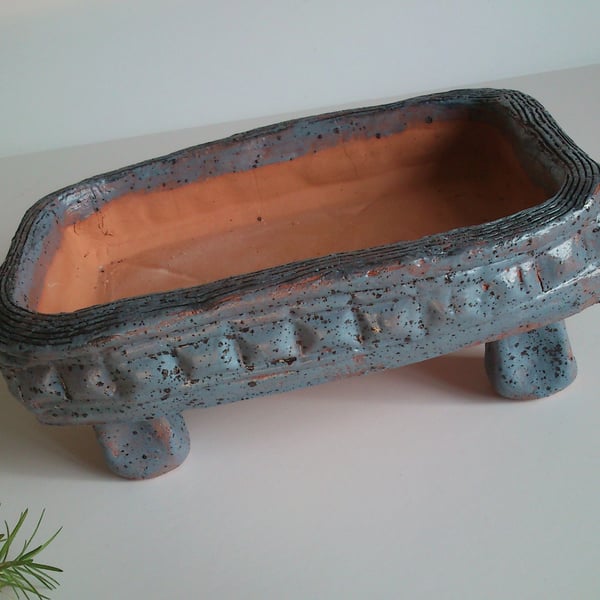Slate blue dappled Bonsai Pot