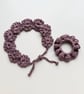Floral Crochet Headband & Scrunchie Set – Purple Silk Cotton Blend