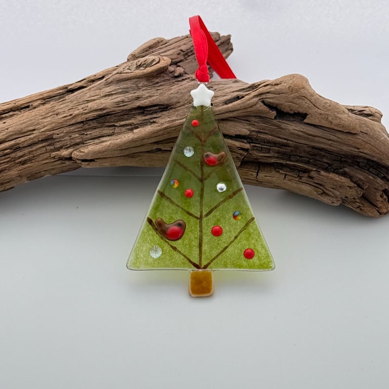 Robins Christmas Tree Decoration with White Star