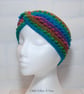 Ladies crochet rainbow twist ear warmer. Crochet ear warmer. Rainbow headband. - Image 6