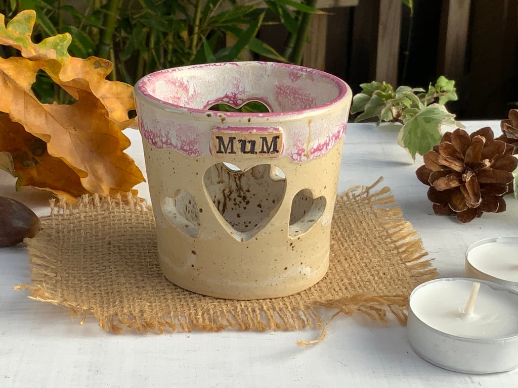 Mum Heart Tealight Holder 
