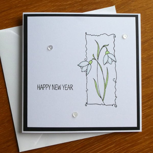 Happy New Year Card - Snowdrops