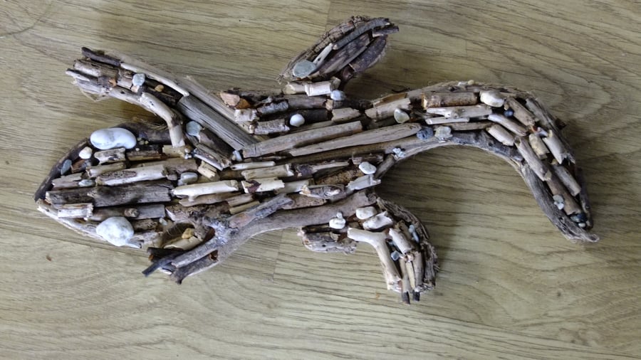 Driftwood lizard hand made shaped wallhanging, driftwood from Cornwall