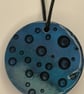 Blue and black Cosmic Resin Statement pendant, slight dent hence lower price