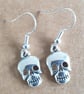 mini silver skull earrings silver plated hypoallergenic dangle drop