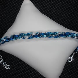Three colour double spiral bracelet