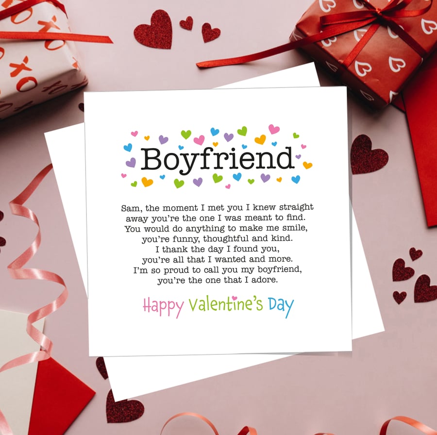 Boyfriend Valentine’s Day Personalised Card - Free postage