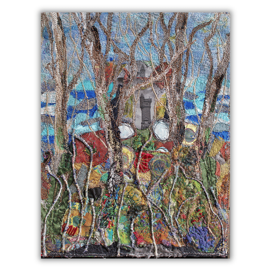 Textile mixed media wall hanging - Scottish landscape - eco gift - ready to hang