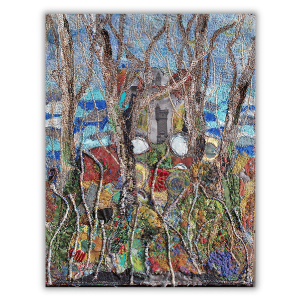 Textile mixed media wall hanging - Scottish landscape - eco gift - ready to hang