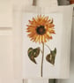 Sunflower Print Small Cotton Tote Bag, Floral Lovers Gift