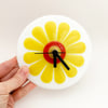 Fused Glass Retro Yellow Daisy Wall Clock - Handmade Fused Glass Clock