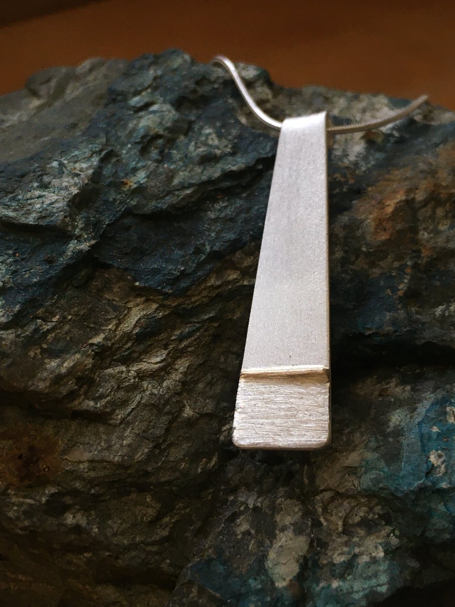 925 Sterling Silver  & 9ct gold 'Porthtowan Sunset' Pendant