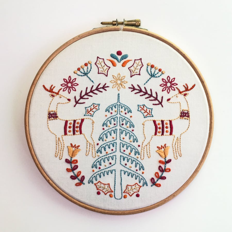 Christmas Embroidery Kit - ContemporaryChristmas Embroidery Kit, Hand Embroidery